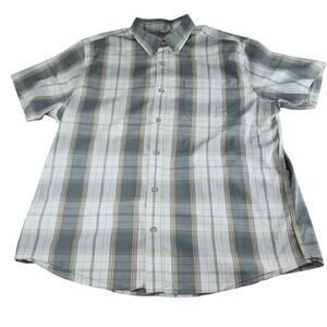 Eddie Bauer Outdoor Shirt Men XL Blue Yellow Plaid Vented Stretch Hiking Fishing